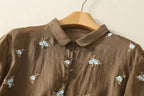 Pure Cotton Women’s Floral Embroidered Collared Shirt