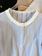 Pure Cotton Women’s Striped Printed Round Neck Top