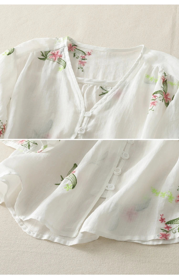 Pure Cotton Shirt With Beautiful Embroidered work
