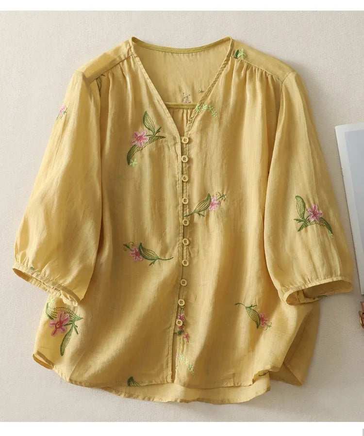 Pure Cotton Shirt With Beautiful Embroidered work