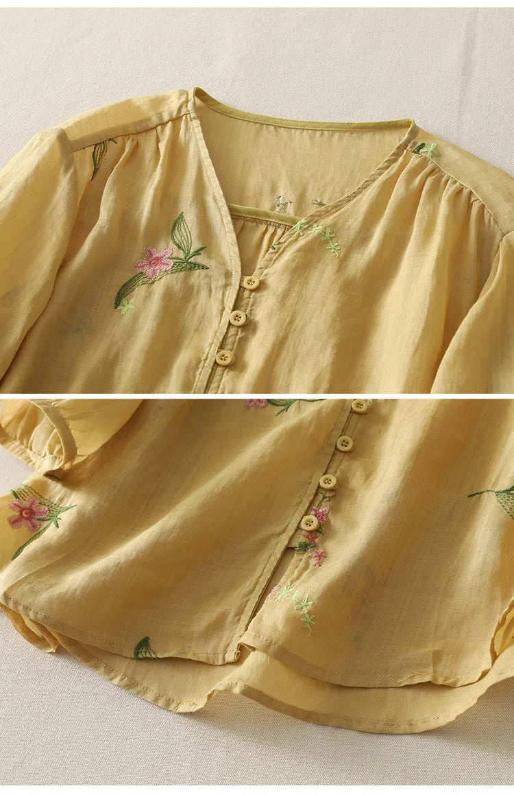Pure Cotton Shirt With Beautiful Embroidered work