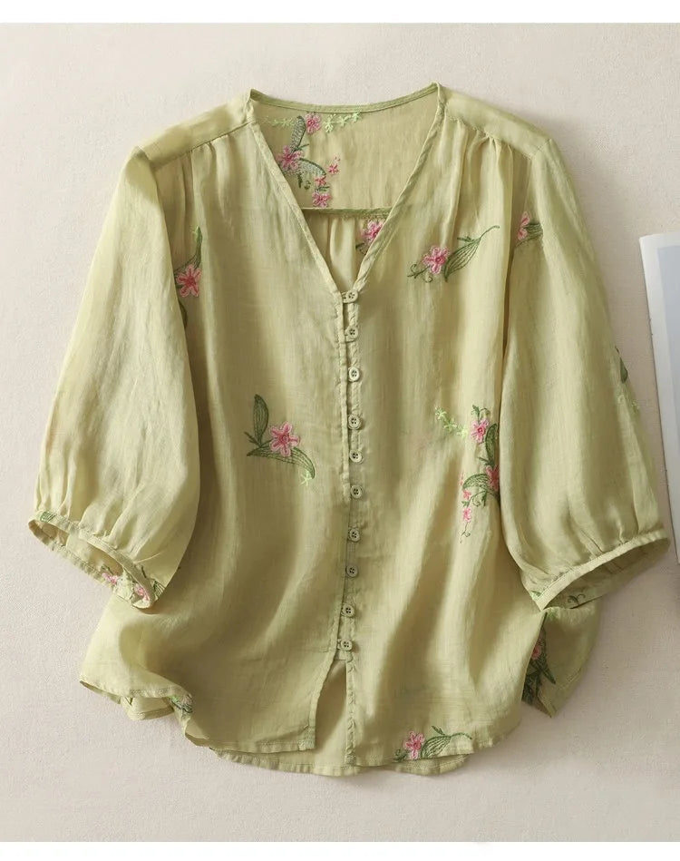 Pure Cotton Shirt With Beautiful Embroidered work