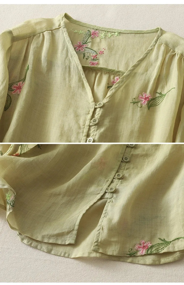 Pure Cotton Shirt With Beautiful Embroidered work