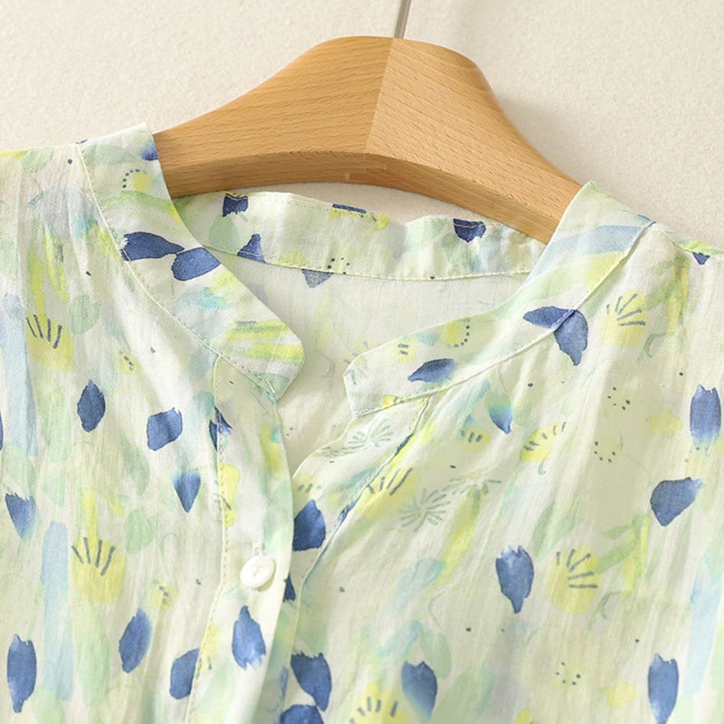 Pure Cotton Women’s Abstract Printed  Top - Summer Wear