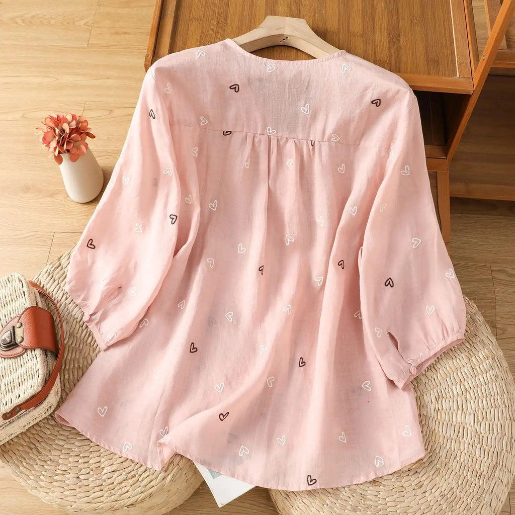 100% Pure Cotton Heart Embroidery  Top