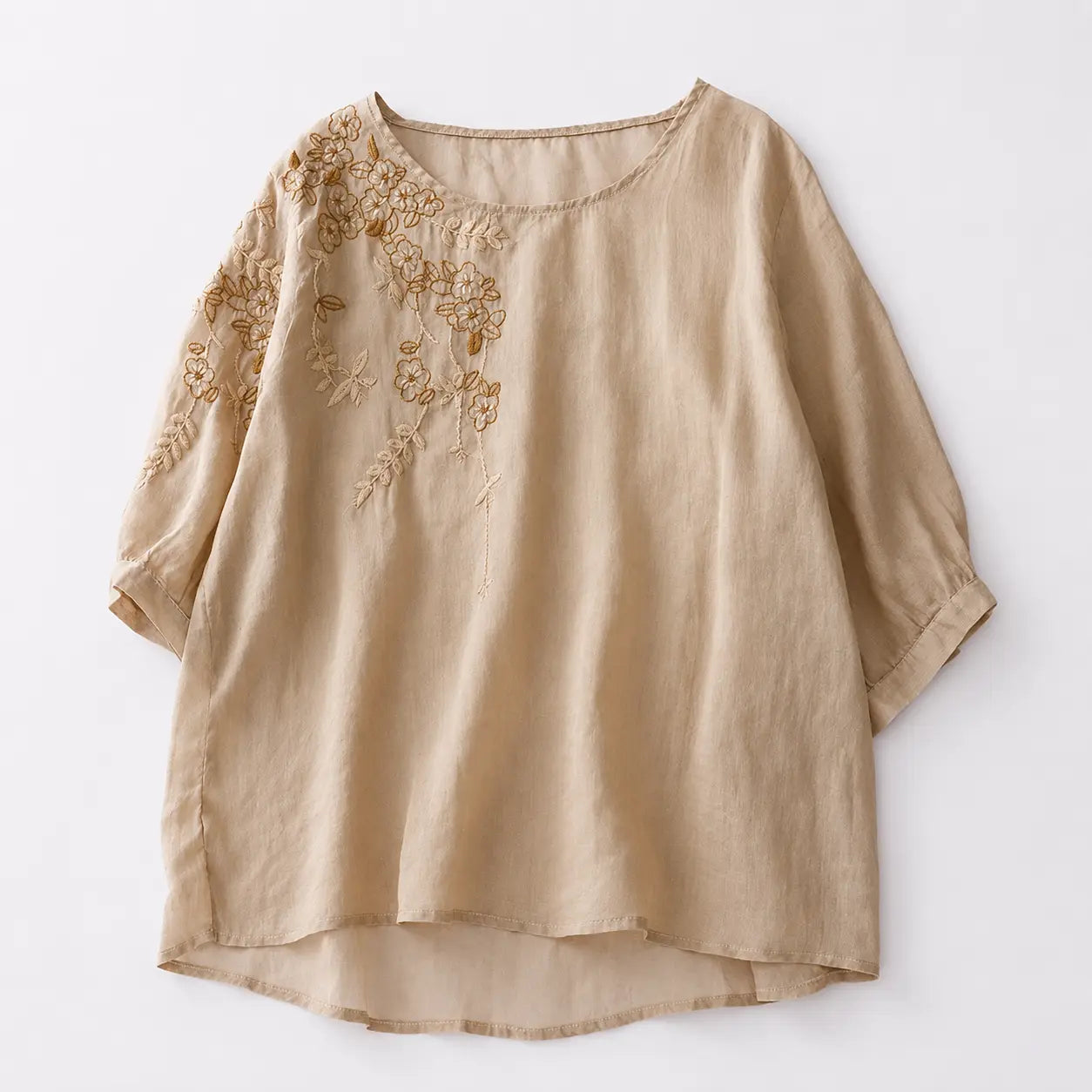 Nature Cotton Floral Embroidered Top