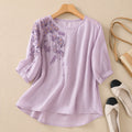 Nature Cotton Floral Embroidered Top