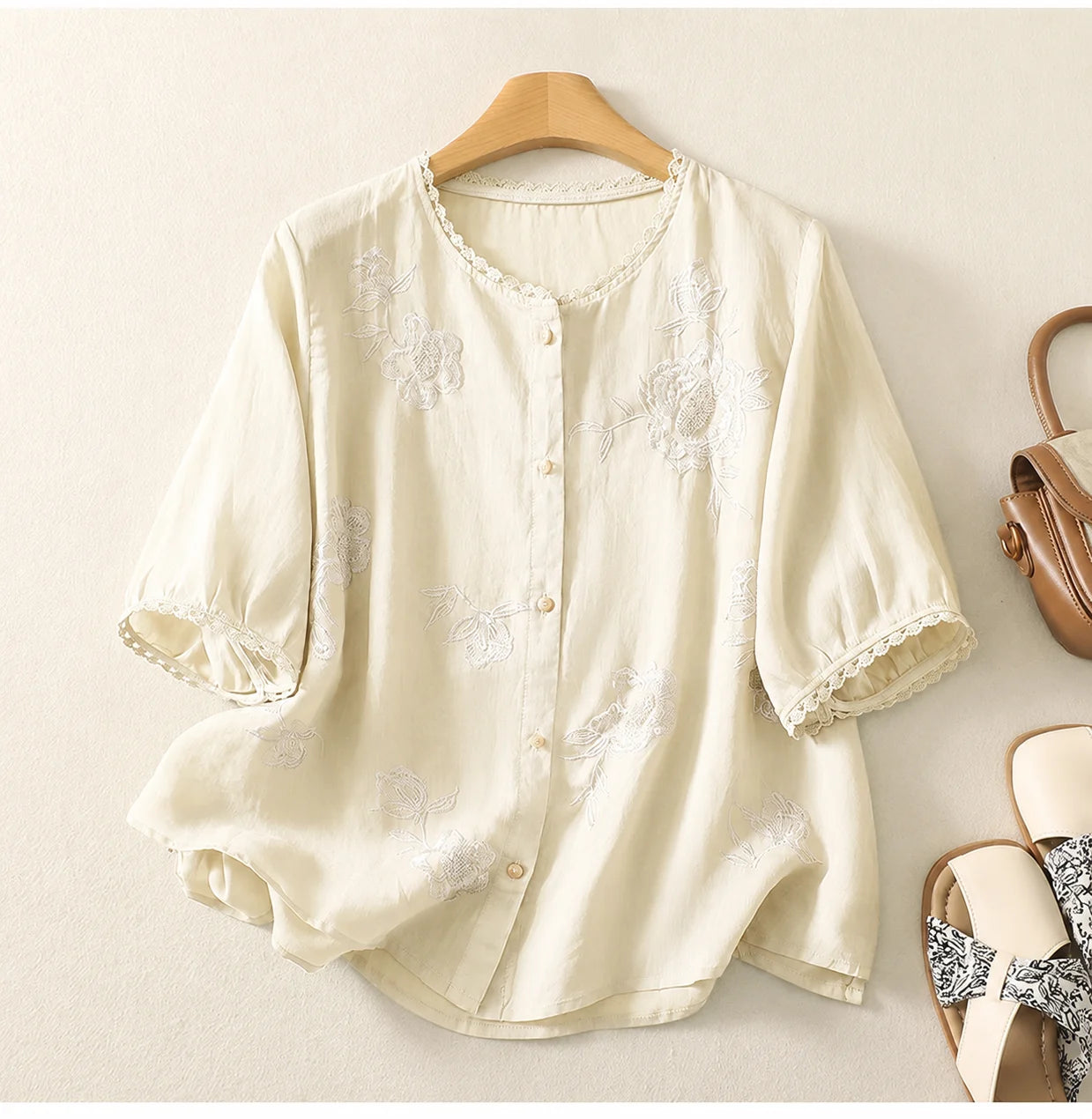 Women's Premium Embroidered Cotton Shirt