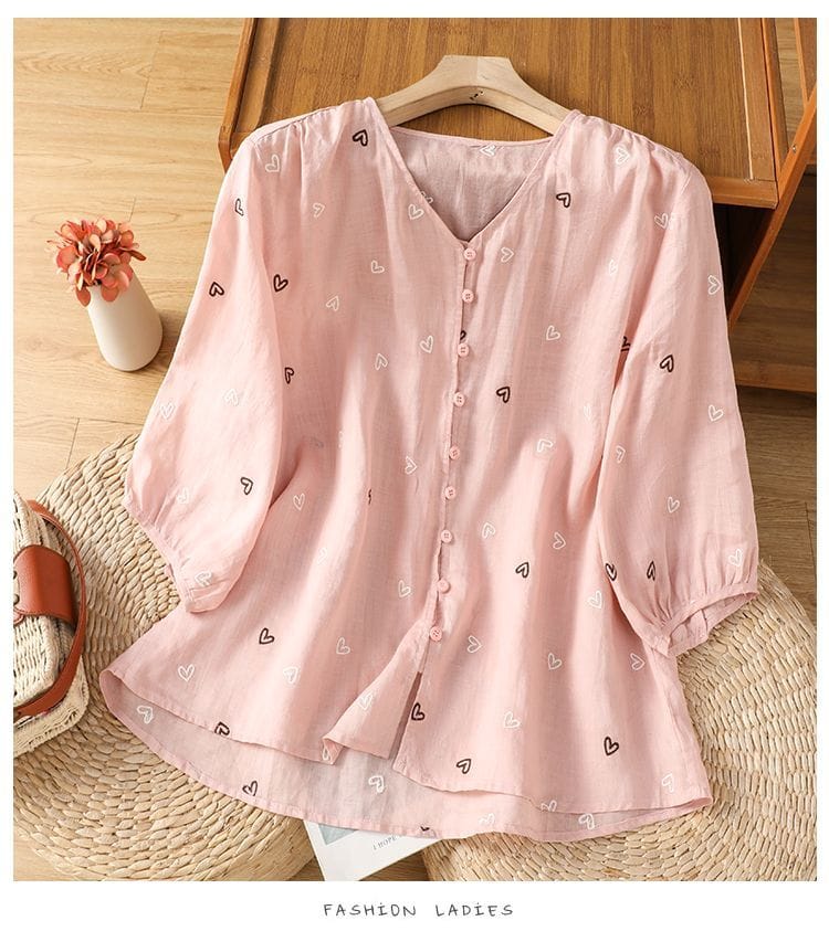 100% Pure Cotton Heart Embroidery  Top