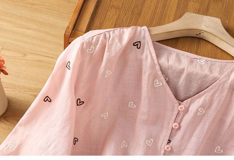 100% Pure Cotton Heart Embroidery  Top