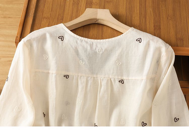 100% Pure Cotton Heart Embroidery  Top