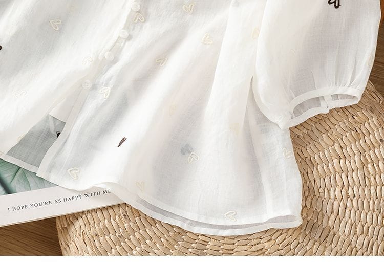 100% Pure Cotton Heart Embroidery  Top