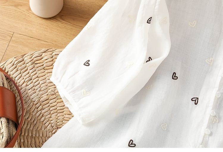 100% Pure Cotton Heart Embroidery  Top