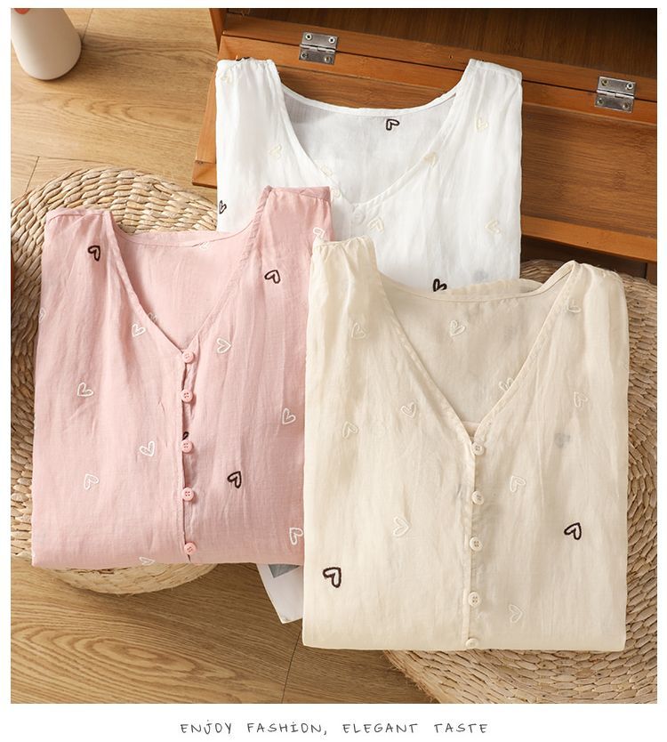 100% Pure Cotton Heart Embroidery  Top