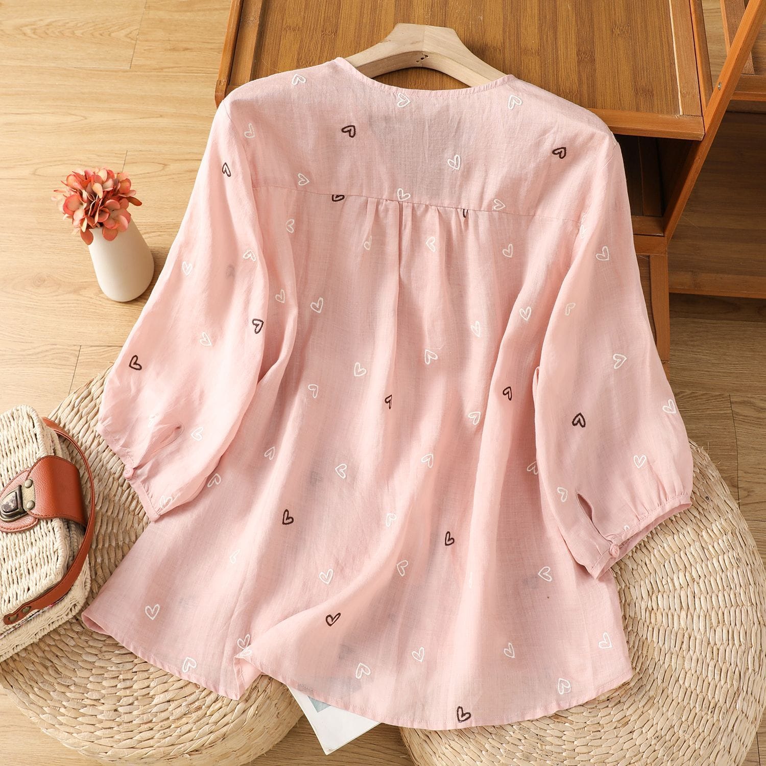 100% Pure Cotton Heart Embroidery  Top