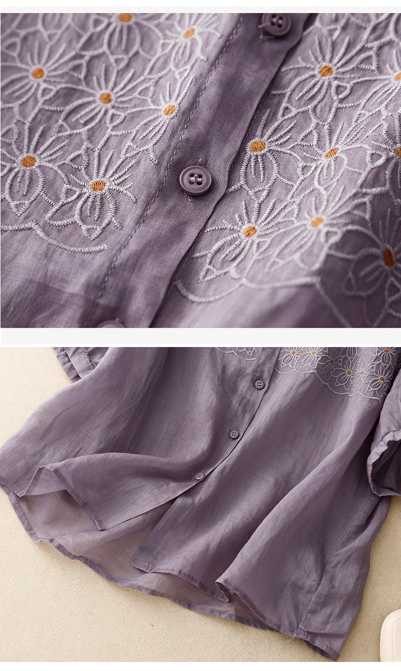 100% Pure Cotton Embroidered Shirt Top | Summer Wear