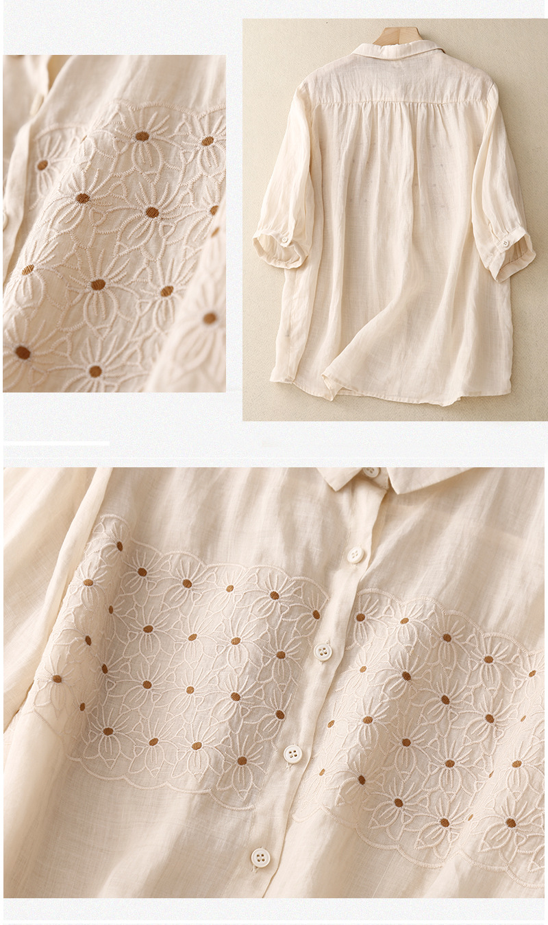 100% Pure Cotton Embroidered Shirt Top | Summer Wear
