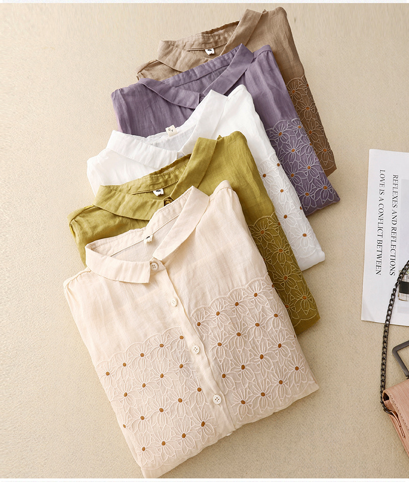 100% Pure Cotton Embroidered Shirt Top | Summer Wear