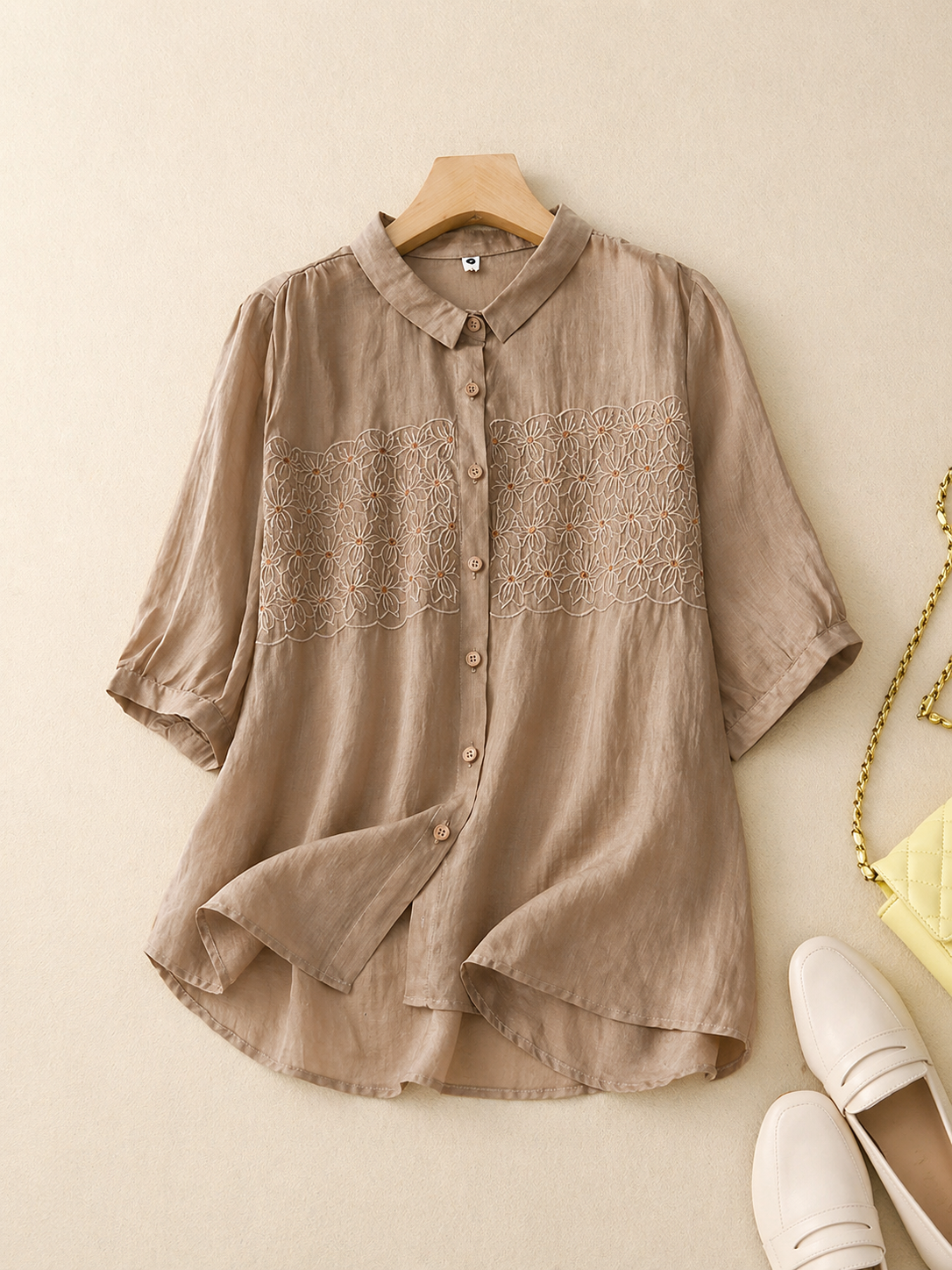 100% Pure Cotton Embroidered Shirt Top | Summer Wear