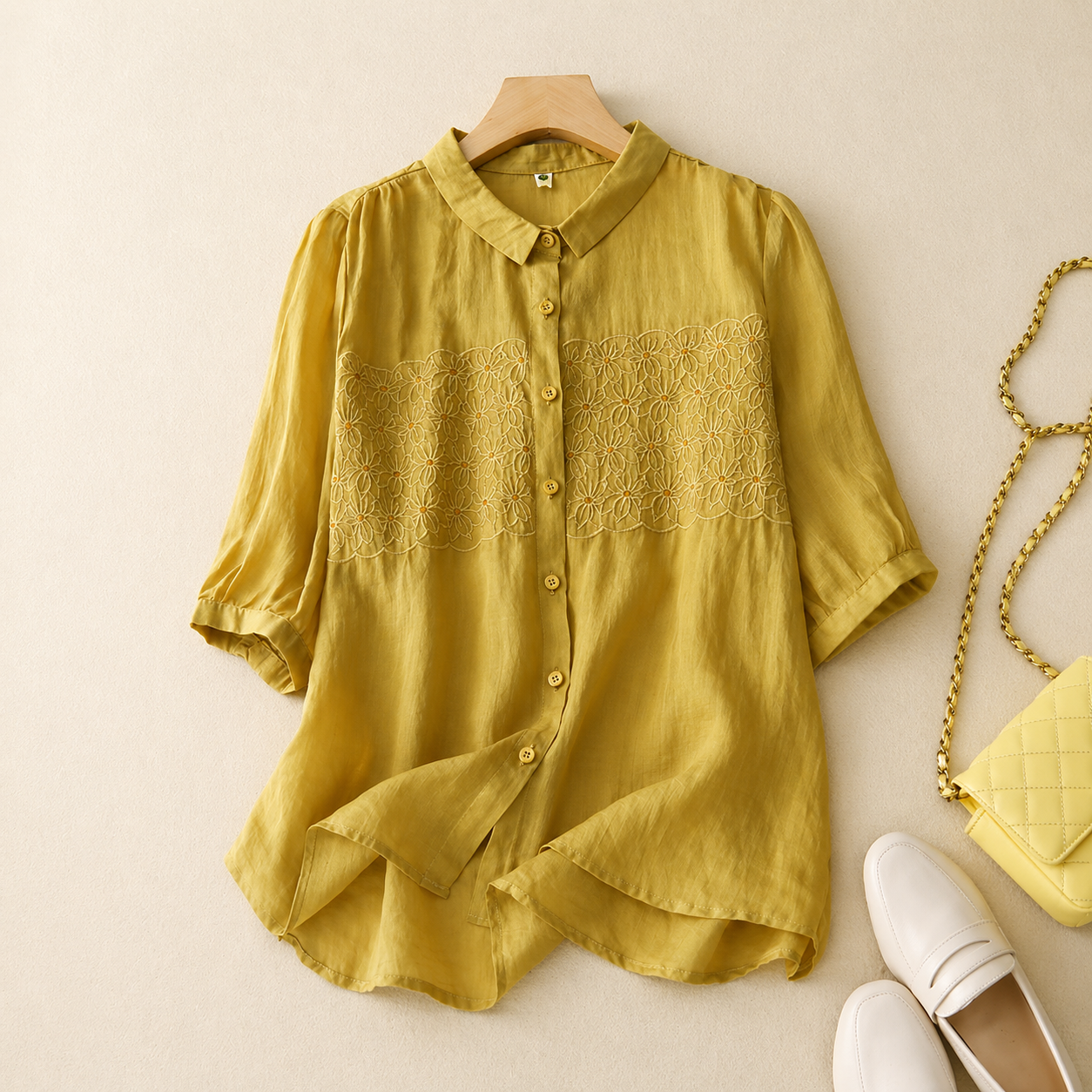 100% Pure Cotton Embroidered Shirt Top | Summer Wear