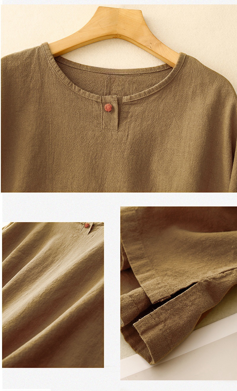 100% Pure Cotton Minimal Button Neck Top