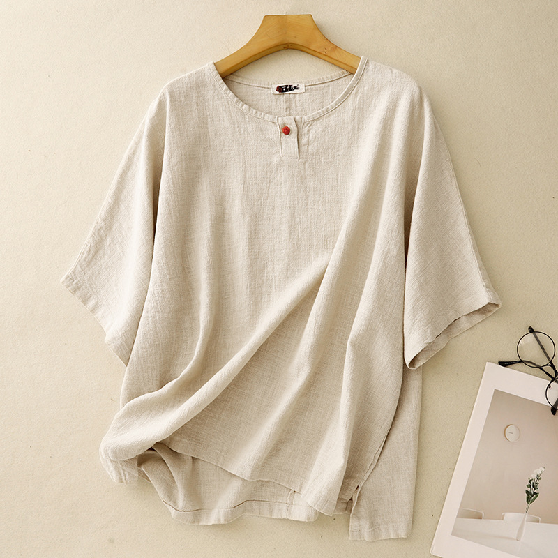 100% Pure Cotton Minimal Button Neck Top