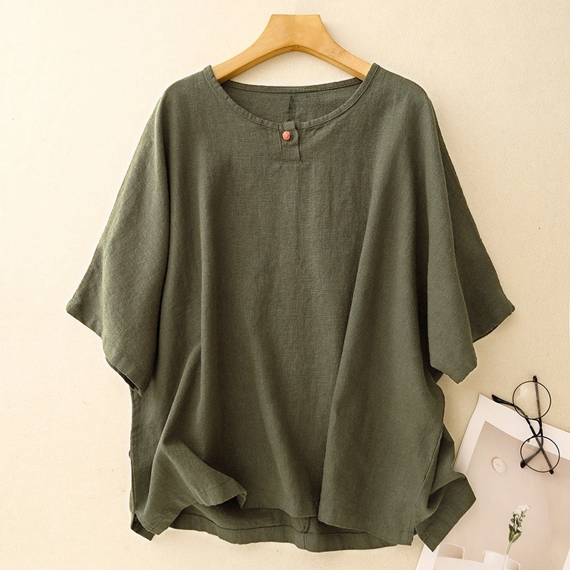 100% Pure Cotton Minimal Button Neck Top