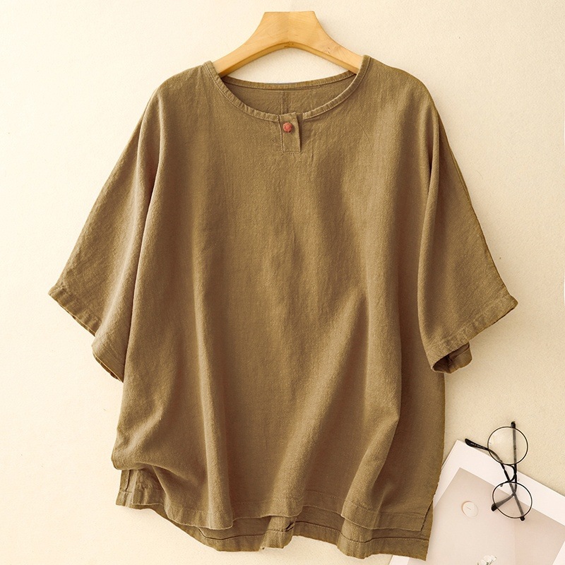 100% Pure Cotton Minimal Button Neck Top