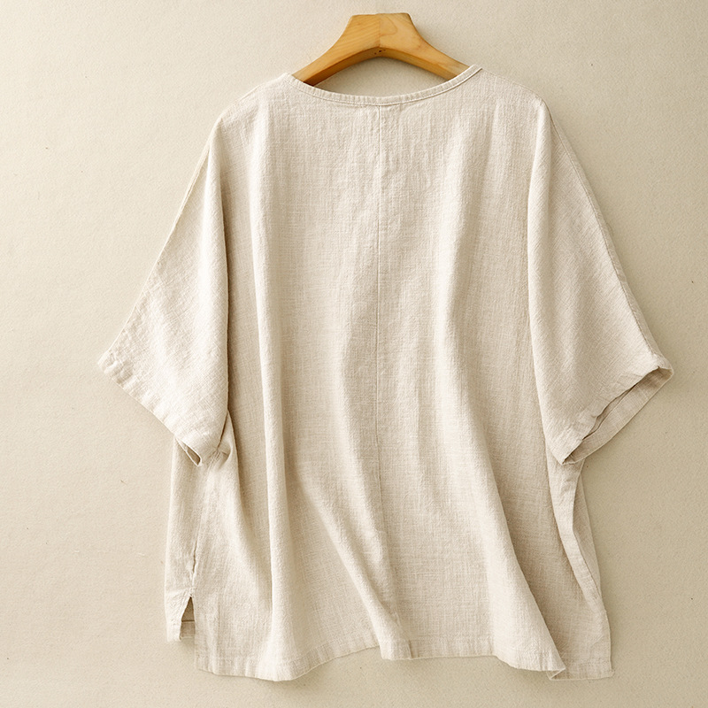 100% Pure Cotton Minimal Button Neck Top