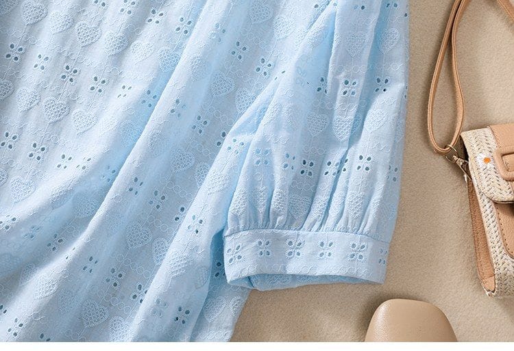 Pure Cotton Heart Embroidery Top Shirt