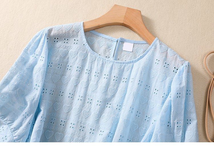 Pure Cotton Heart Embroidery Top Shirt