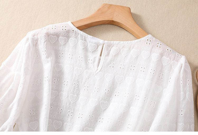 Pure Cotton Heart Embroidery Top Shirt
