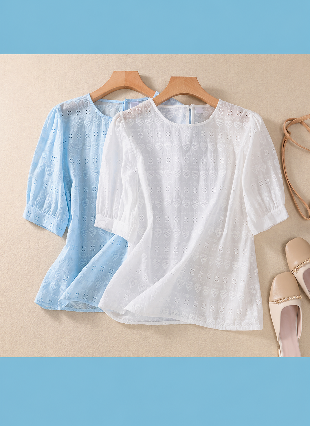 Pure Cotton Heart Embroidery Top Shirt