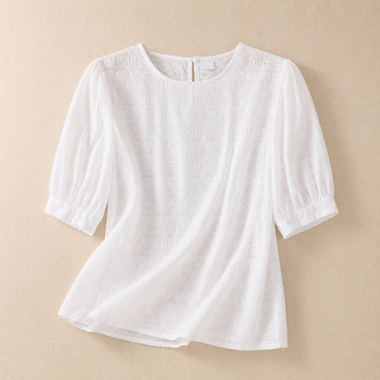 Pure Cotton Heart Embroidery Top Shirt