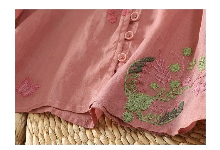 Pure Cotton Women’s Embroidered Button Front Top