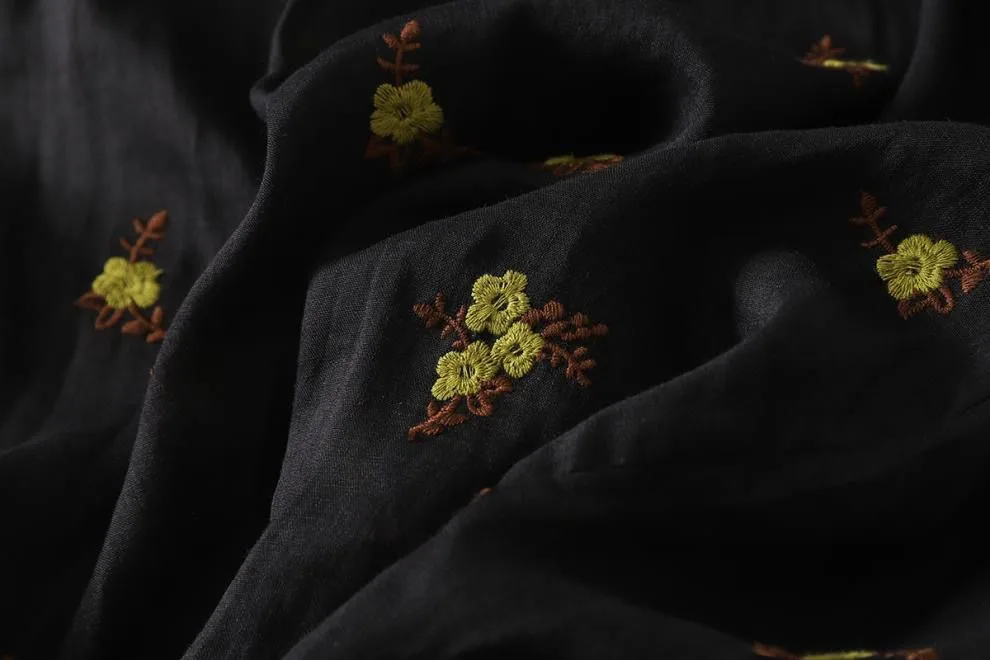 Pure Cotton Women’s Floral Embroidered Collared Shirt