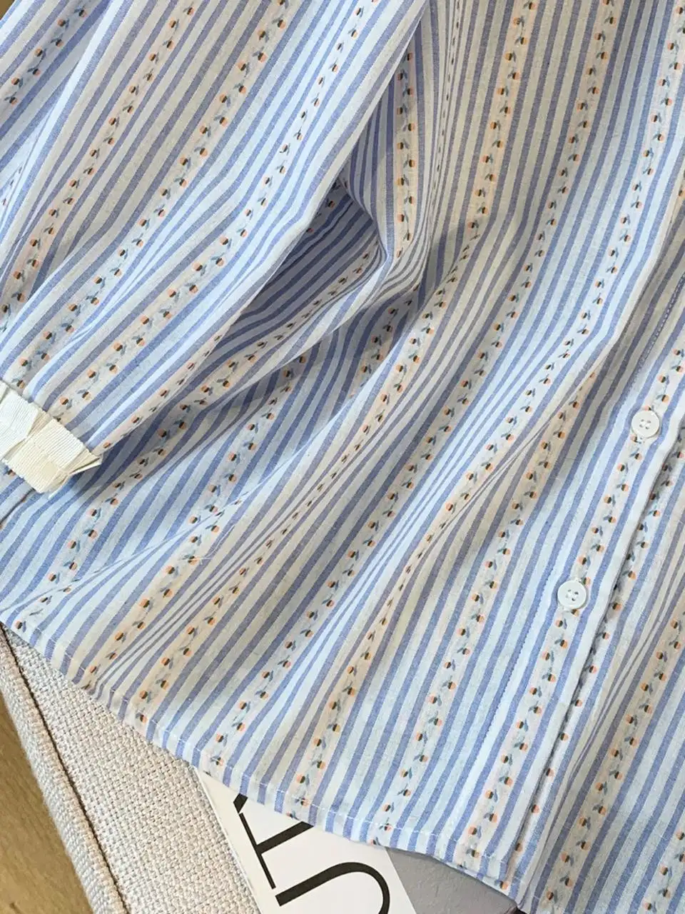 Pure Cotton Women’s Striped Printed Round Neck Top