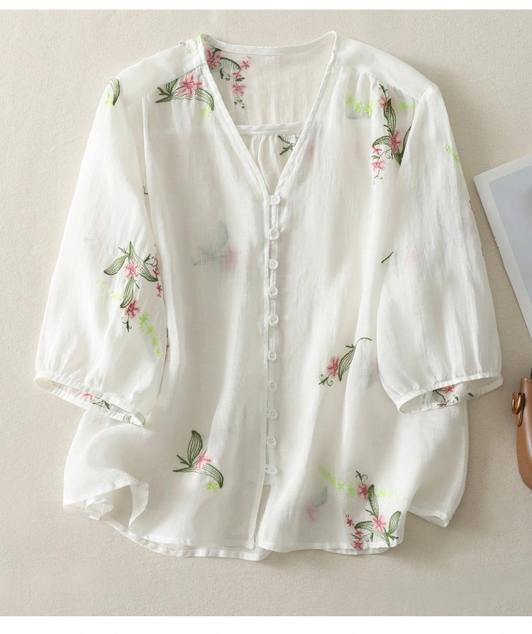 Pure Cotton Embroidered Shirt