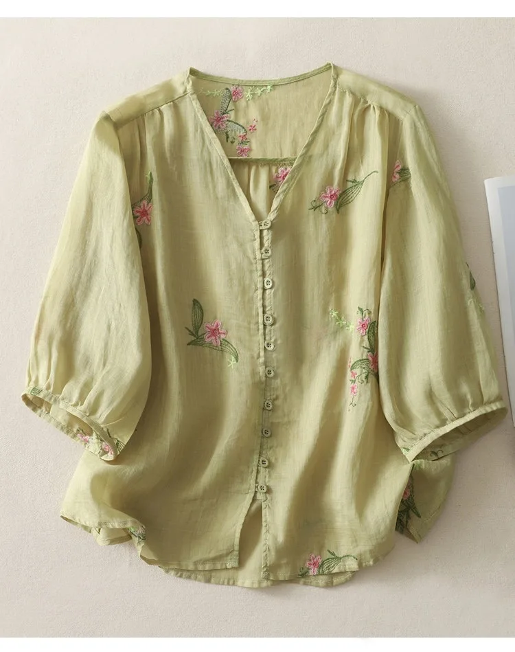 Pure Cotton Embroidered Shirt