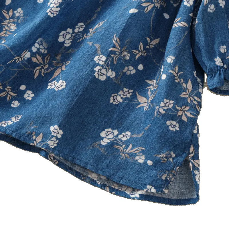 Pure Cotton Women’s Floral Printed Frill Neck Top