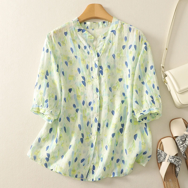 Pure Cotton Women’s Abstract Printed  Top - Summer Wear