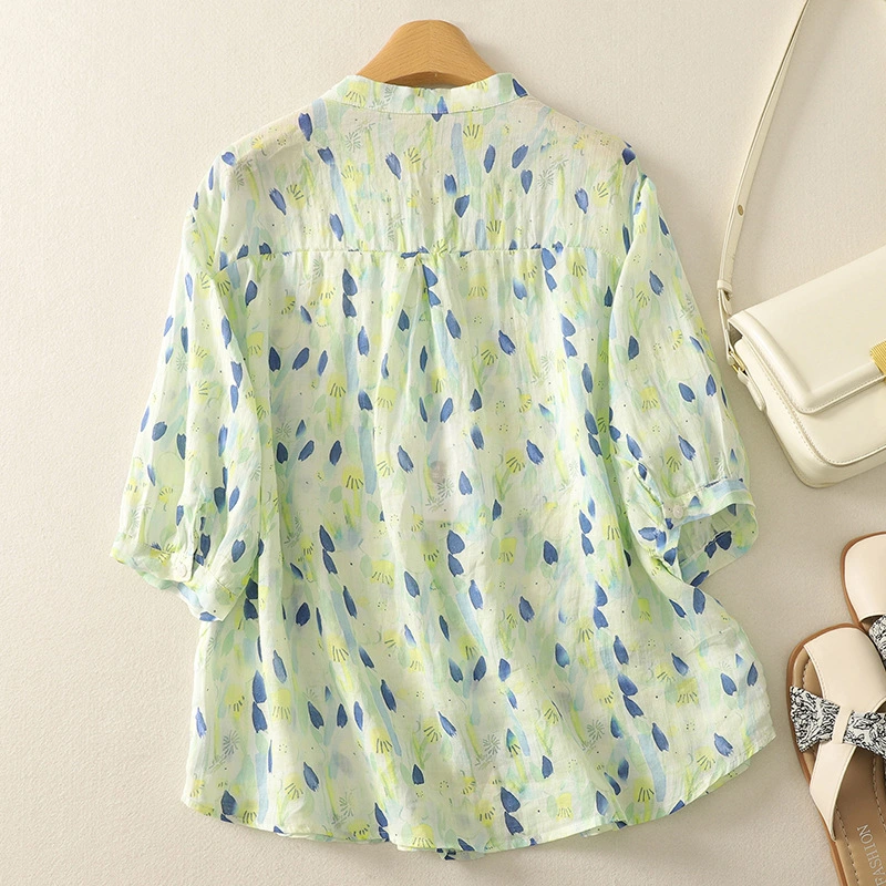 Pure Cotton Women’s Abstract Printed  Top - Summer Wear